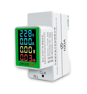 Peacefair PZEM-008 Din Rail Electricity Digital Power Energy Meter Watt Kwh Wattmeter Monitor Ammeter Voltmeter AC 50-300V 100A