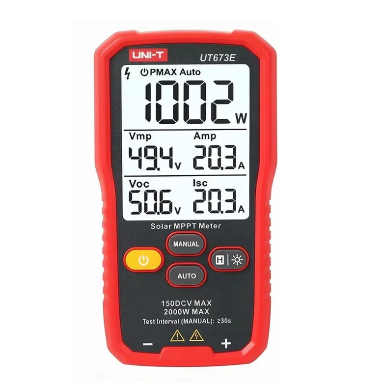 UNI-T UT673E Solar MPPT Power Meter 60-2000W Photovoltaic Panel Tester 12-150V 5-45A Vmp Imp Voc Isc Bluetooth