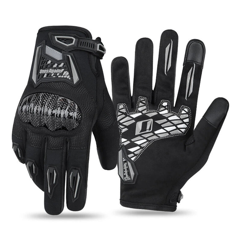 OnesAgain MG45P Winter Motorcycle Gloves Waterproof Anti-Slip Touchscreen Carbon Fiber Protective Riding Gear Purple Black
