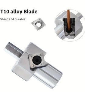 ENJOYWOOD Woodworking Chamfer Tool T10 Alloy Blade Stainless Steel 9mm Hex Shank for 19mm/20mm Dog Holes Polished Finish for Electric Drills