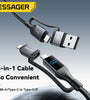 ESSAGER ES-X70 5A 100W USB-A/Type-C to Type-C/iP Digital Display Cable Fast Charging Data Transmission Tinned Copper Core Line 0.25M/1M/2M Long for iPhone 16 16 Pro 15 14 13 for Huawei Pura X for Xiaomi 15 Ultra for Samsung Galaxy S25 Ultra