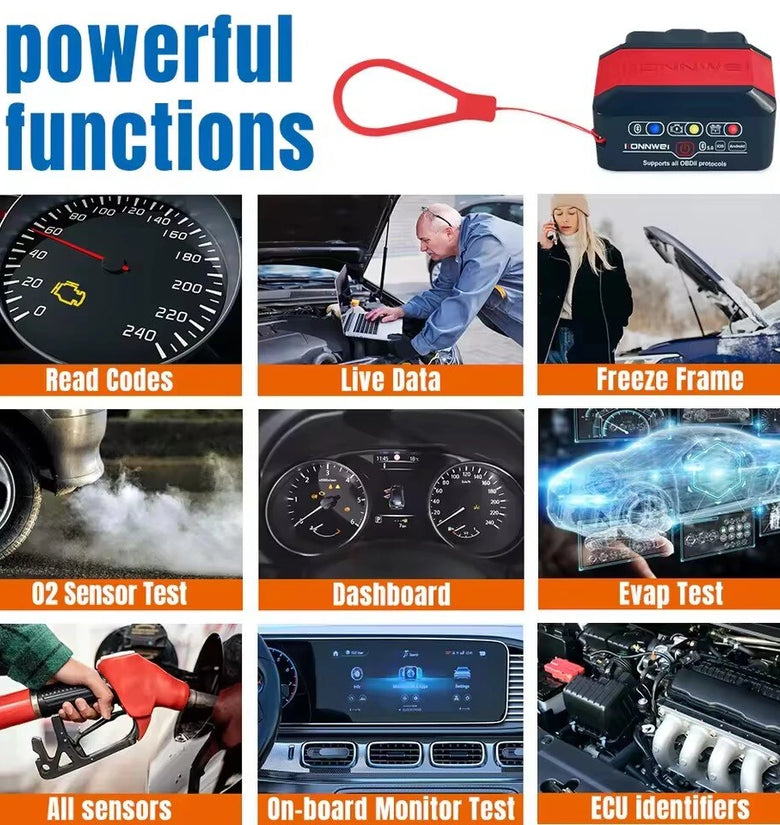 Konnwei KW905 Car OBD2 Scanner bluetooth 5.0 Engine Analyzer Android IOS Dual Mode Car Diagnostic Tool