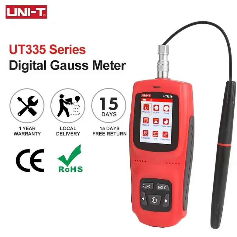 UNI-T UT335A UT335B Handheld Digital Gauss Meter 3000mT Hall Sensor High Accuracy Magnetic Field Tester Rechargeable Battery