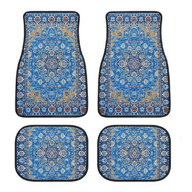 4 Pcs Car Floor Carpets Persian Style Set Front and Rear Carpets Pattern Printed Car Interior Foot Mats for Most Cars Trucks SUVs