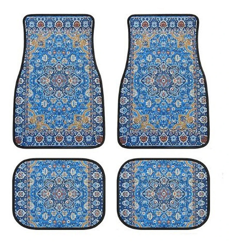 4 Pcs Car Floor Carpets Persian Style Set Front and Rear Carpets Pattern Printed Car Interior Foot Mats for Most Cars Trucks SUVs