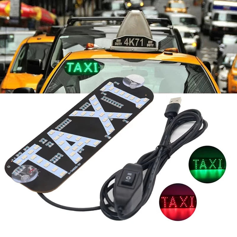 LED Sign for Car, LED Taxi Light Sign 7.49''x2.48''LED Panel USB 12V LED Sign for Car Red Green Dual Colors
