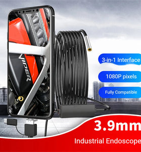 3 in 1 3.9mm 720P Industrial Endoscopes Smartphone Endoscope IP67 Waterproof 6 LED Lights PC Portable HD Endoscope Inspection Tool