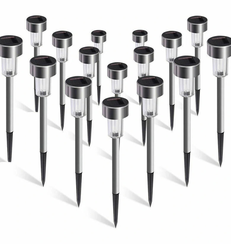 16pcs LED Solar Stainless Steel Lawn Lamps Garden Outdoor Landscape Path Light