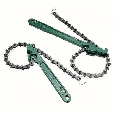 Steel Adjustable Chain Wrench Heavy Duty Oil Filter Removal Tool Ergonomic Handle Pipe Fittings Universal Spanner 9-Inch 12-Inch Heavy Duty Steel Construction
