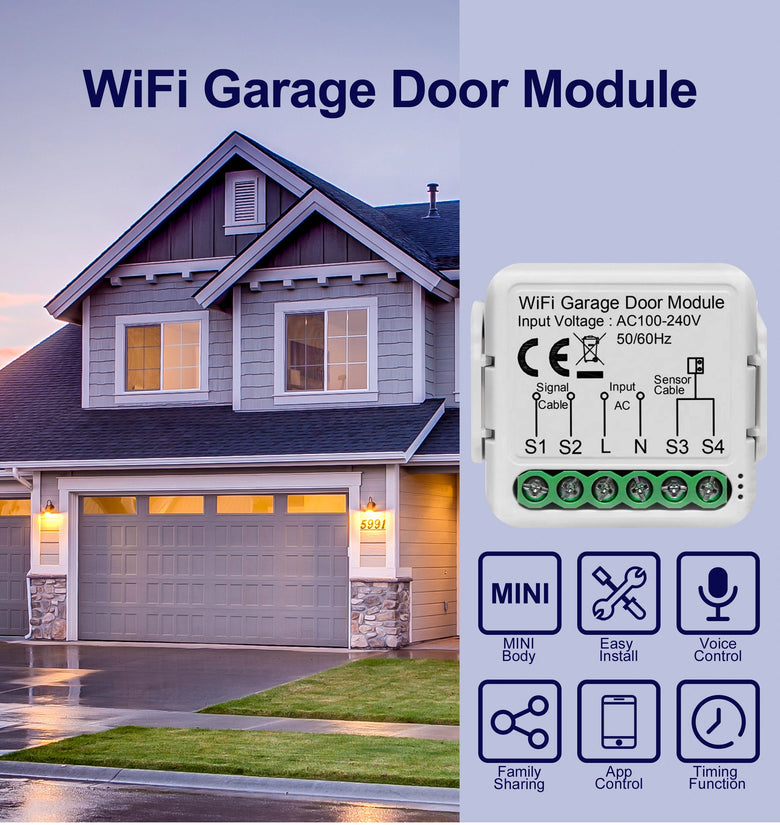 Tuya Smart WiFi Garage Door Sensors Opener Controller 100V-240V Voice Remote Control Switch support Alexa Google Home Smart Life