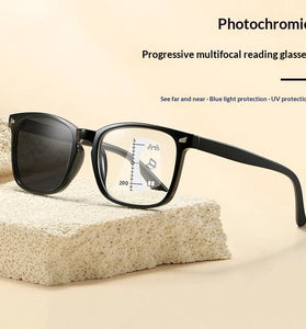 Multifocal Photochromic Reading Glasses Men Women Lightweight Comfy Anti-blue Light HD Near Far Presbyopia Glasses