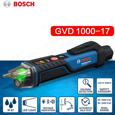GVD 1000-17 Non-contact Voltage Detector Tester Pen CAT IV 1000V Dual Voltage Range IP67 Waterproof