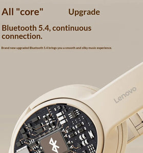 LENOVO EB320 Gaming Headset Wireless bluetooth 5.4 Headphone 40mm Large Speaker Deep Bass Support AUX Playback Soft Earmuffs Foldable Design Sports Headphones