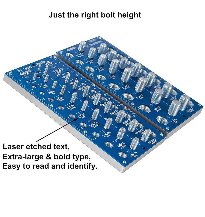 38 2 in 1 Nut and Bolt Thread Checker Bolt Size and Thread Identifier Gauge Standard and Metric Bolt and Nut Gauge with Inch and Centimeter Ruler for Accurate Measurement