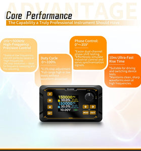 JUNCTEK PLS500 Pulse Signal Generator 1Hz-500kHz High Precision Dual Channel Adjustable Frequency Duty Cycle Phase