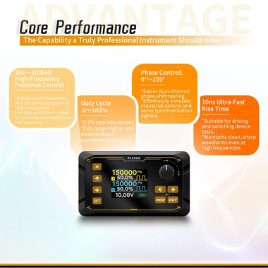 JUNCTEK PLS500 Pulse Signal Generator 1Hz-500kHz High Precision Dual Channel Adjustable Frequency Duty Cycle Phase