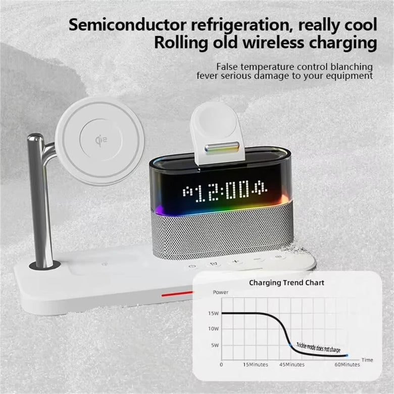 C09 15W 5-in-1 Magnetic Wireless Charger with RGB Light Rigital Display Fast Wireless Charging Stand for Smart Phones for iPhone 17 17 Pro 16 15 Pro Max for Samsung Galaxy Pura 80 Ultra for Smart Watch for Airpods