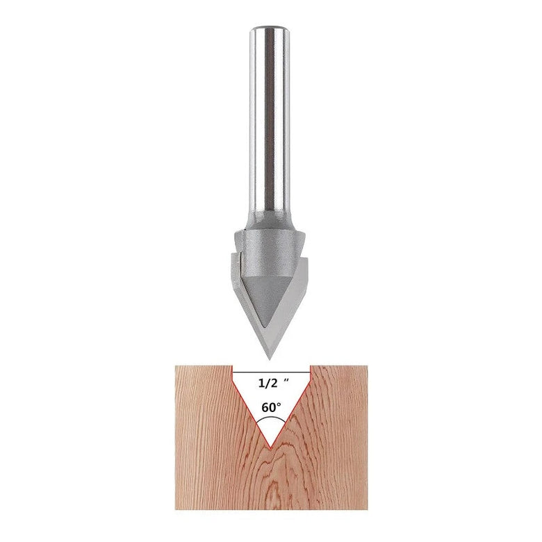 6mm Shank Carbide Tipped CNC Engraving Router Bit 60 Degree V Groove YG G Carbide Hard and Soft Wood Cutting Tool