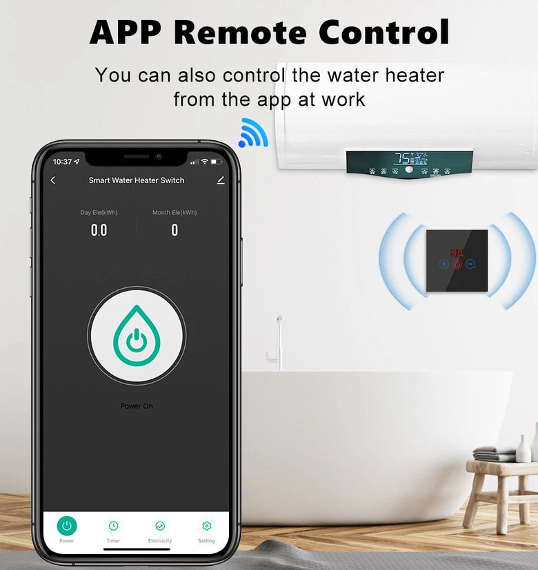 Smart WiFi Water Heater Control Device 20A High Power Compatible with Alexa Voice Control Timer Function Energy Consumption Monitoring
