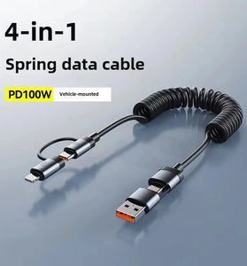 6A 100W USB-A/USB-C to iP/USB-C Telescopic Cable PD Fast Charging Data Transmission Copper Core Line 1.5M Long for iPhone 16 15 Pro 14 13 12 Pro Max for Xiaomi 15pro for Huawei Mate 70 Pro for Samsung Galaxy S25 Ultra