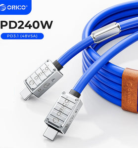 ORICO PD240W Type-C to Type-C Cable PD3.1 Fast Charging Data Transmission Tinned Copper Core Line 1M Long for iPhone 16 16 Plus 15 15 Pro Max for Huawei Mate XT for Xiaomi 15pro for Oppo Reno 13