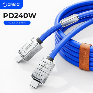 ORICO PD240W Type-C to Type-C Cable PD3.1 Fast Charging Data Transmission Tinned Copper Core Line 1M Long for iPhone 16 16 Plus 15 15 Pro Max for Huawei Mate XT for Xiaomi 15pro for Oppo Reno 13