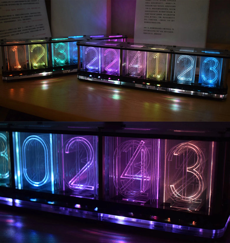 Geekcreit Upgrade Boldfaced Word Imitate Glow Clock Full Color RGB Glow Tube Clock LED Music Spectrum Kit DS3231
