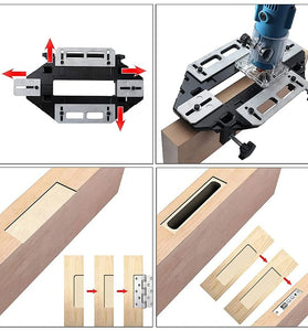 Aluminum Alloy Door Hinge Jig Guide Woodworking Door Hinge Template Slotting Locator Door Lock Jig for Wood Cabinet Kitchen Door Lock Installation