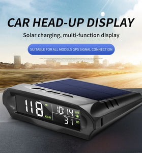 Universal Solar Power Digital GPS Car Speedometer Wireless HUD Display Mph KM/H Speedometer Time Speed Alarm Temperature Altitude