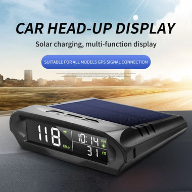 Universal Solar Power Digital GPS Car Speedometer Wireless HUD Display Mph KM/H Speedometer Time Speed Alarm Temperature Altitude