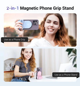 JJC Snapgrip Magnetic Phone Grip Stand with bluetooth Remote 17 Heavy-Duty Magnets 5.1lbs MagSafes Tripod Mount 180Rotation for iPhone 16 15 14 Vlog Selfie Video