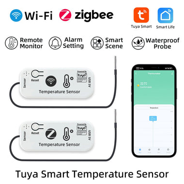 Tuya Smart WiFi /Zigbe Temperature Sensor -20C to 105C Remote Monitoring Alarm Alerts Smart Home Thermometer Smart Life APP