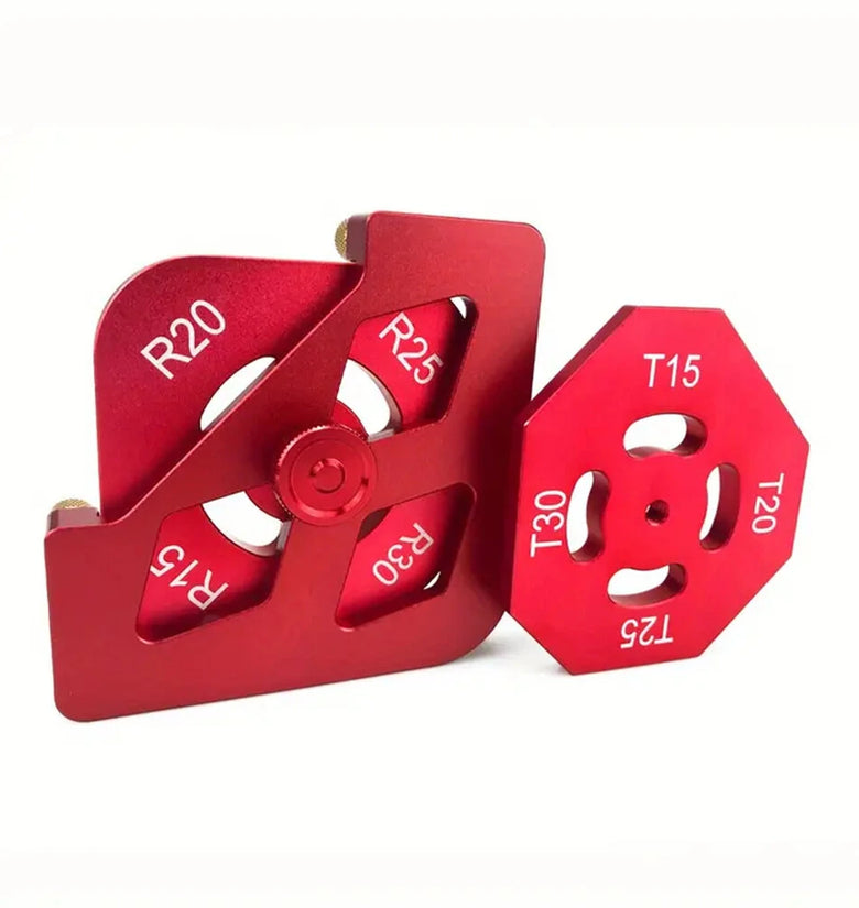 Arc/T Corner Gauge Aluminum Alloy Woodworking Chamfering Template Tool with Quick Change Features Red/Black Perfect for Beveling Rounding Professional or DIY Projects