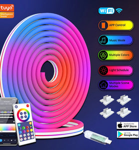 LIXINCORDA Smart LED RGB Neon Strip Lights Bluetooth Color Changing Lights LED Silicone Neon Strip Lights WiFi+Bluetooth APP Control Light Strips