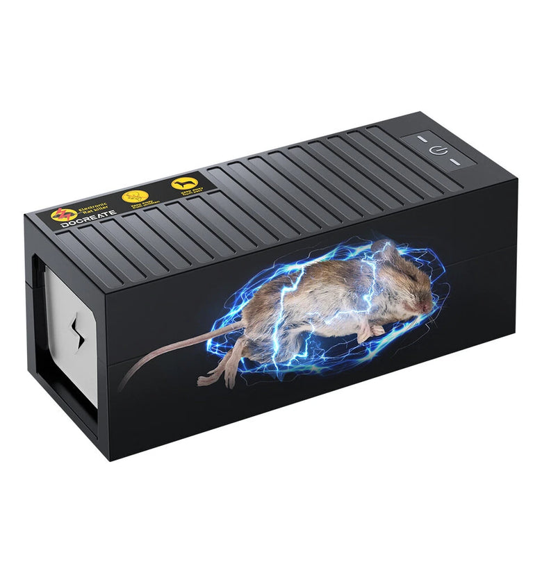 Docreate H600-2 Electric Rat Zapper 1800V High Voltage Mouse Trap Indoor Pest Control Battery USB Powered Compact Design