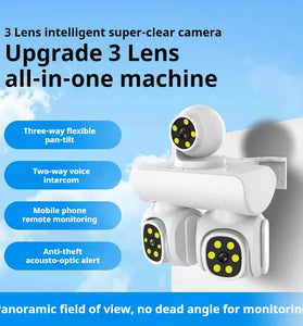 3MP Triple-Lens WIFI IP Camera P66 Waterproof Two-Way Audio Full-Color Night Vision Motion Alert Mobile Remote Monitoring EU Plug
