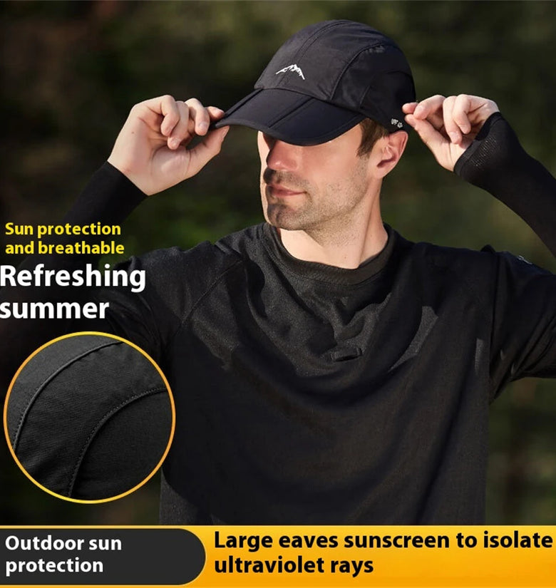 Outdoor Sport Long Brim Foldable Baseball Cap Unisex Waterproof Breathable Quick Drying Sun Protection Peaked Cap