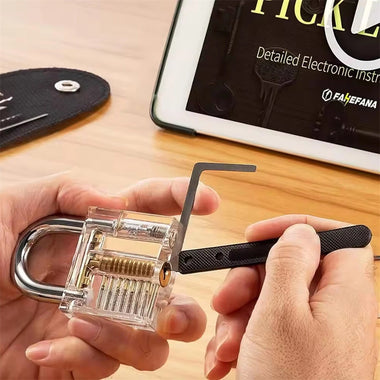 36pcs Lock Pick Set Transparent Training Locks Lock Picking Practice Kit Anti Slip Grip Lock Picks High Precision Cylinder Locksmith Tools Portable Storage Bag