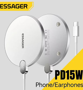 ESSAGER ES-WX15 15W Wireless Charger with LED Power Display Fast Wireless Charging Pad for Smart Phones for iPhone 16 16 Pro 15 14 13 Pro Max for Huawei Pura 80 Ultra for SAMSUNG for XIAOMI