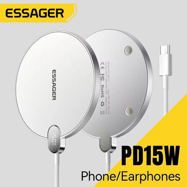 ESSAGER ES-WX15 15W Wireless Charger with LED Power Display Fast Wireless Charging Pad for Smart Phones for iPhone 16 16 Pro 15 14 13 Pro Max for Huawei Pura 80 Ultra for SAMSUNG for XIAOMI