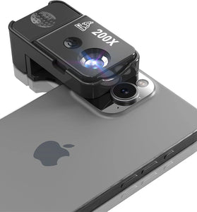 200x Mobile Phone Microscope with LED Light Macro Lens Manual Focus CPL Filter High Magnification Portable for Smartphone Camera