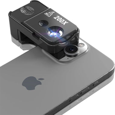 200x Mobile Phone Microscope with LED Light Macro Lens Manual Focus CPL Filter High Magnification Portable for Smartphone Camera