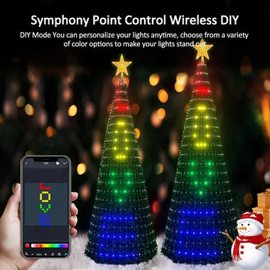 Elfeland 1.5m/1.8m/2.1m LED Christmas Tree Star Lights DIY Smart RGB Christmas Light with Remote Timer Music Sync Bluetooth APP Controlled Holiday Lighting