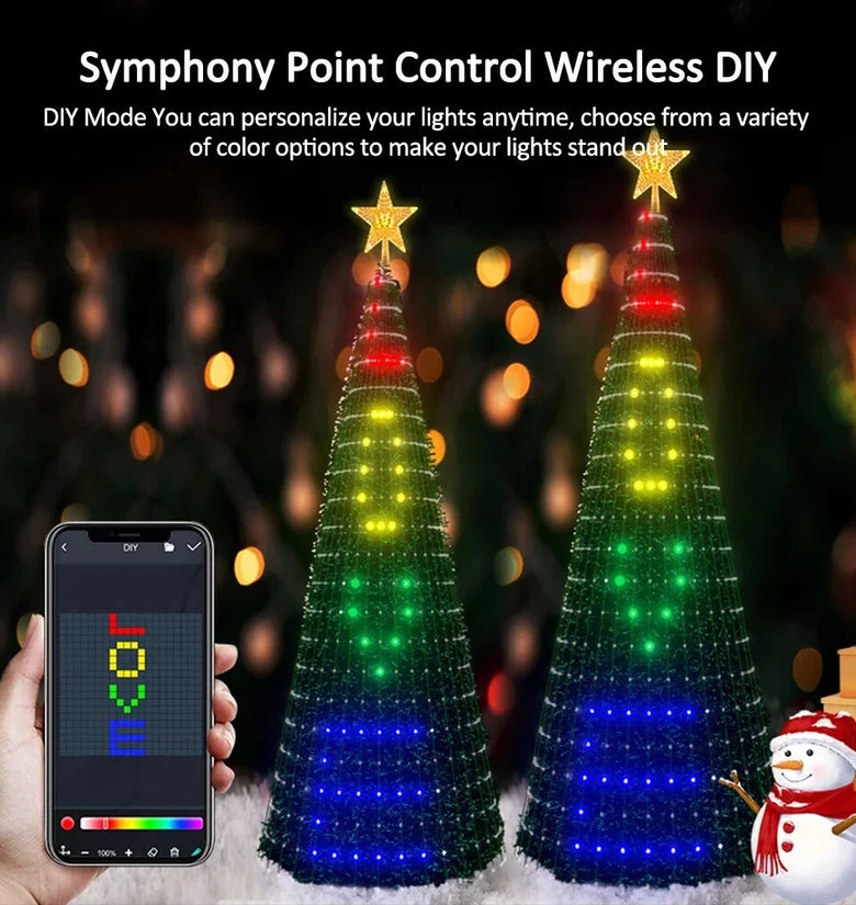 Elfeland 1.5m/1.8m/2.1m LED Christmas Tree Star Lights DIY Smart RGB Christmas Light with Remote Timer Music Sync Bluetooth APP Controlled Holiday Lighting