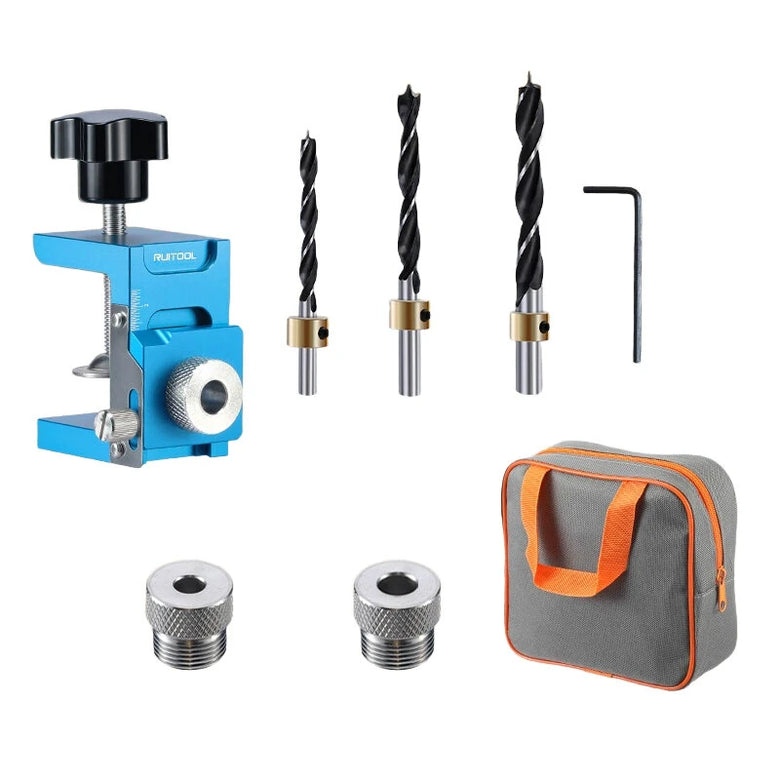 Shelf Hole Locator Aluminum Alloy Positioning Clamp 6mm 8mm 10mm 12mm Drill Sleeve Precision Laser Scale Adjustable Clamp for Woodworking Cabinet Assembly and Shelf Installation