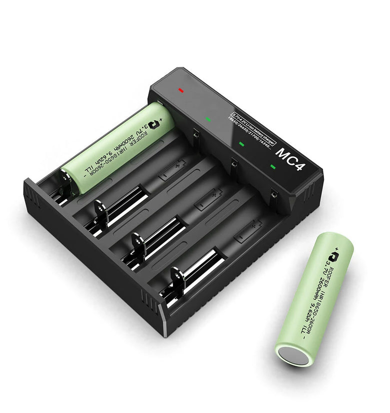 3.7V-4.2V LED Power Indicator TC/CC/CV 3Modes USB Rechargeable 4Slots Lithium Battery Charger 18650/26650/21700 Battery Charger