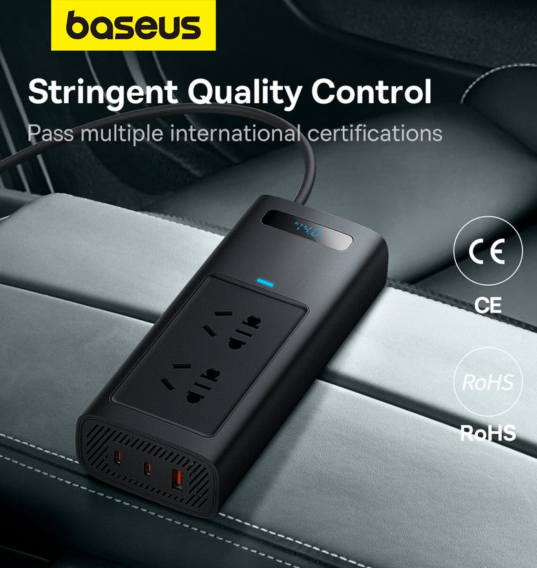 Baseus 150W Car Inverter USB Type C 30W DC12V to AC 220V 110V Auto Power Inversor Fast Charger For Car Power Adapter