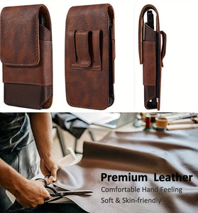 6.1/6.5/6.9 Inch Universal Leather Men's Waist Bag Magnetic Closure Fixed Strap Mobile Phone Belt Clip Case