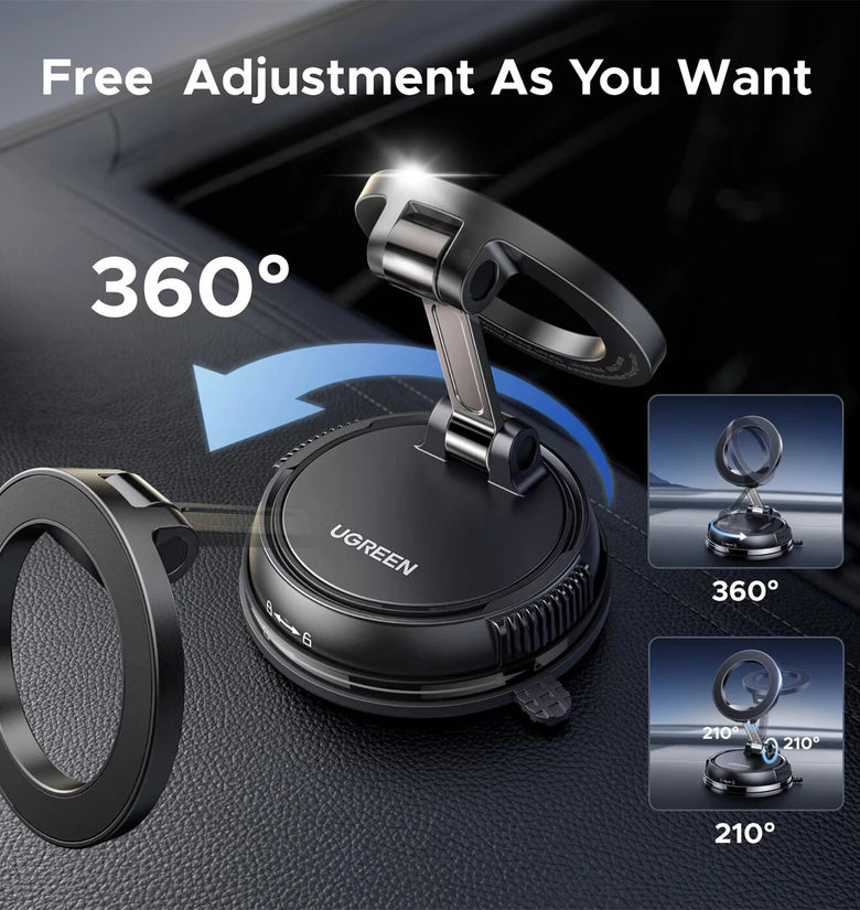 UGREEN LP969 Magnetic Car Phone Holder Dashboard Suction Cup 360Rotatable Car Mount For Magsafe 16 15 14 ProMax Xiaomi