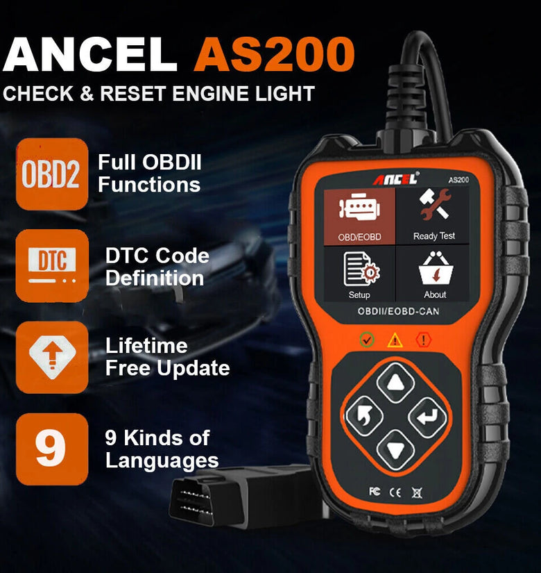 ANCEL AS200 OBD2 Scanner Car Diagnostic Tool Engine Check Car OBD2 Scanner OBD2 Code Reader Check Engine Fault Data Stream Car Tools Car Diagnostic Tools
